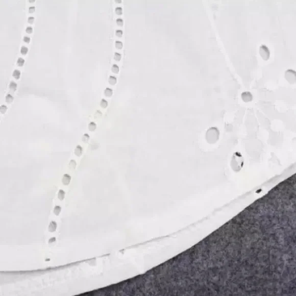 SOLD OUT White Boho Floral Eyelet Button Up Blouse - Picture 11 of 15